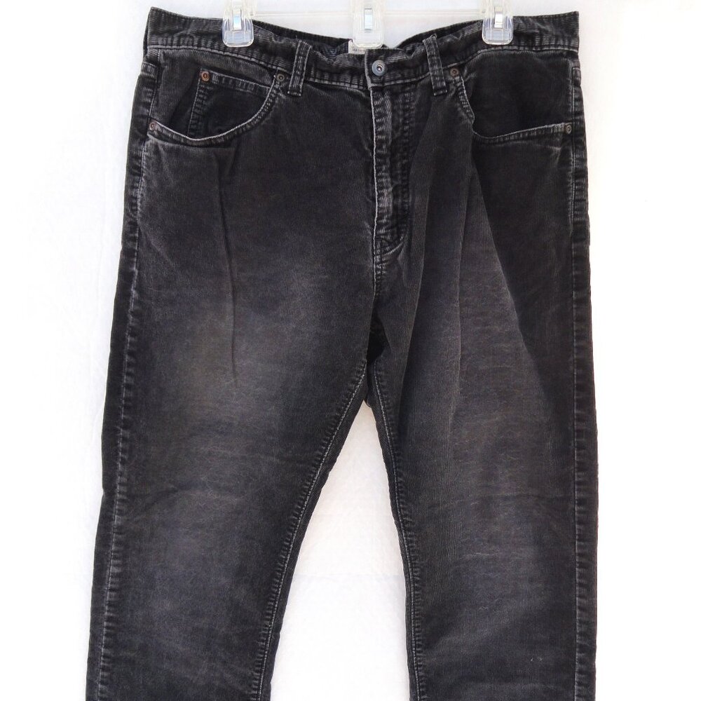 J. Crew Distressed Straight Black Pants Corduroy Cotton Men's Size 36 x 30
